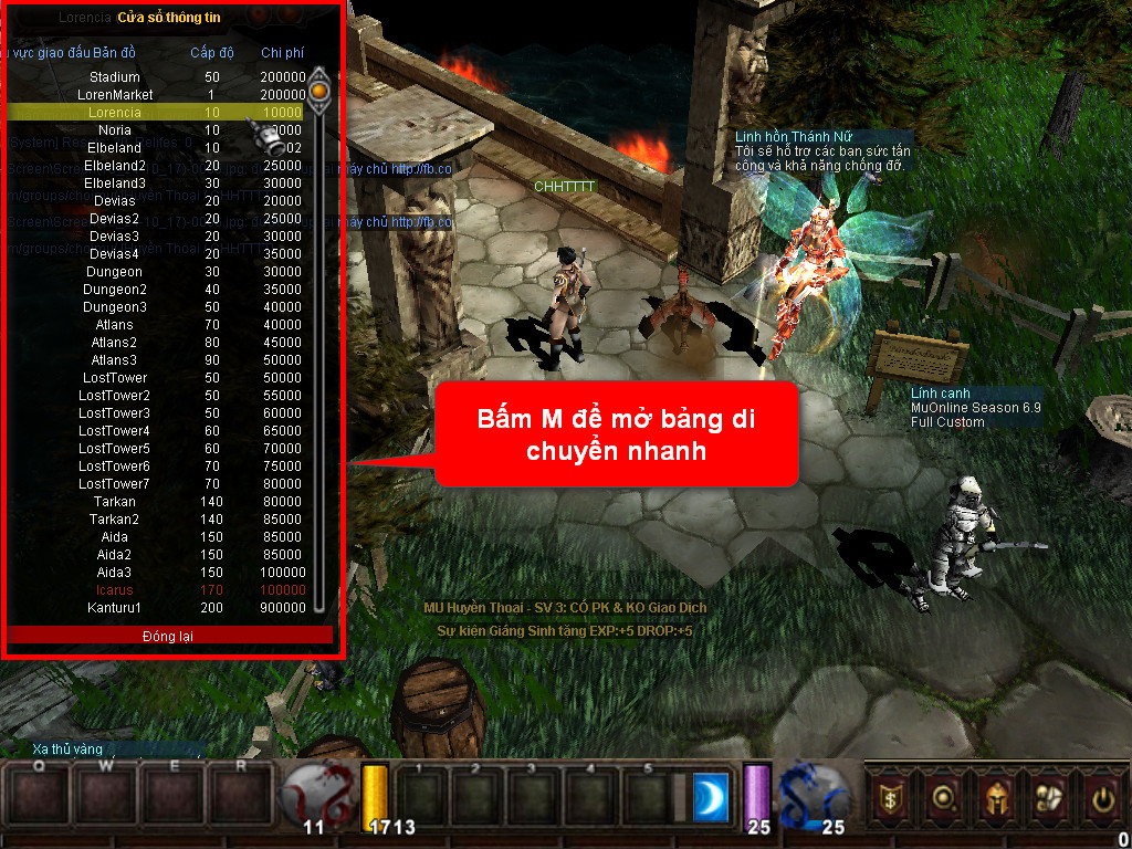 Chức năng chính của Game MU Chiến Thắng